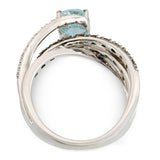 LeVian 14k White Gold Aquamarine, Champagne Diamond and White Sapphire Pavé Ring