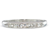 Vintage Platinum Single Cut and Carré Cut Alternating Diamond Band Ring