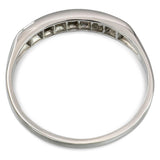 Vintage Platinum Single Cut and Carré Cut Alternating Diamond Band Ring