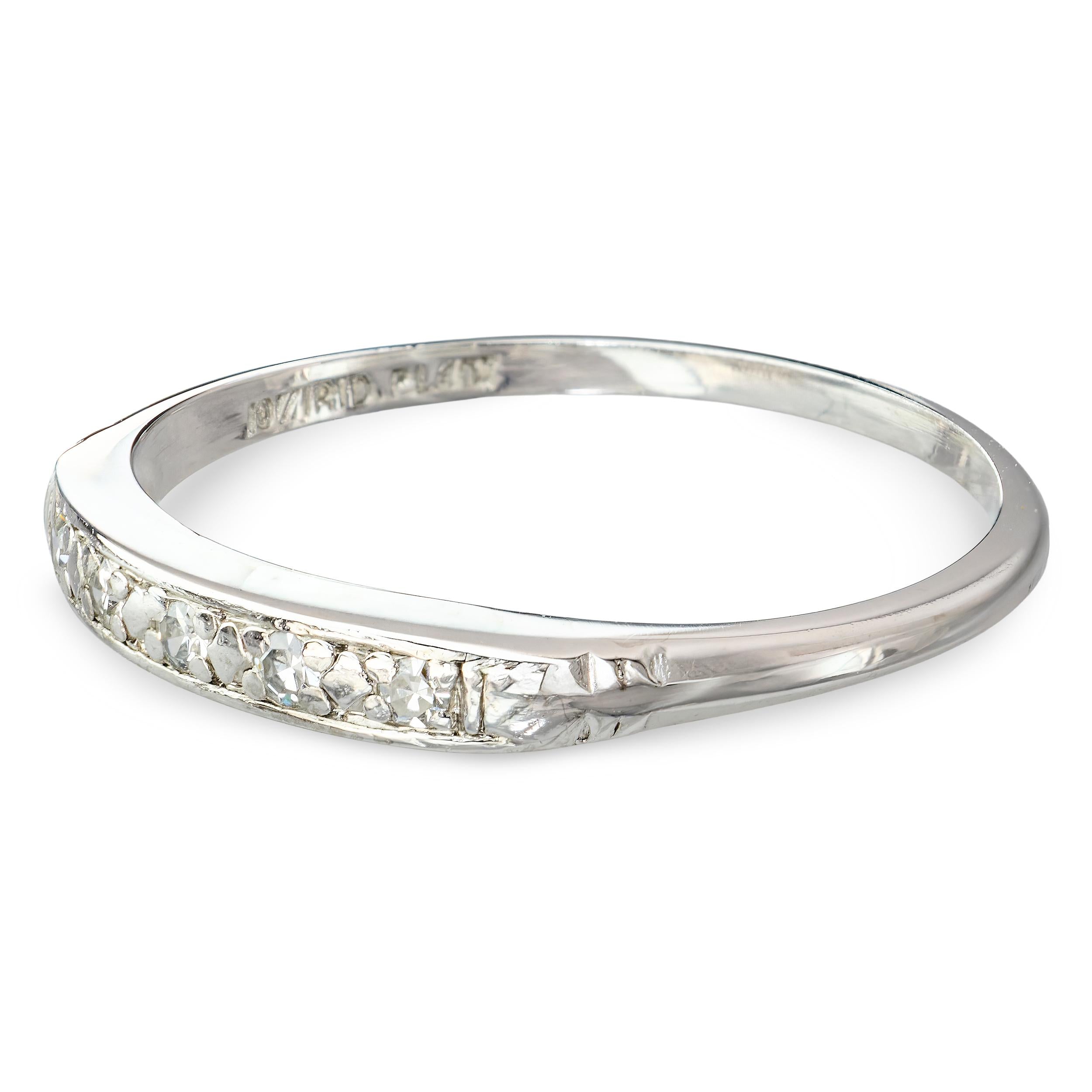 Vintage Platinum Single Cut Diamond Wedding Band Ring