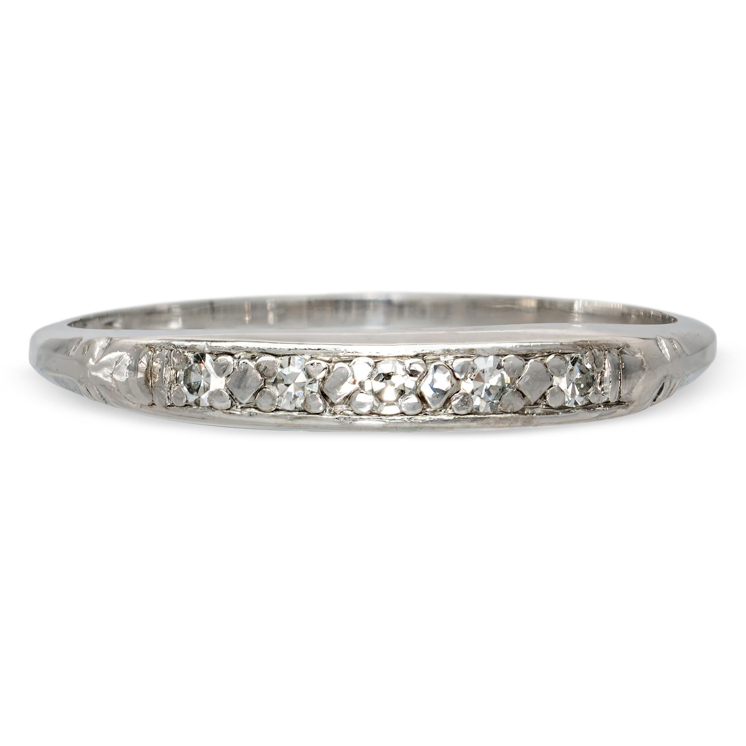 Vintage Platinum Single Cut Diamond Wedding Band Ring