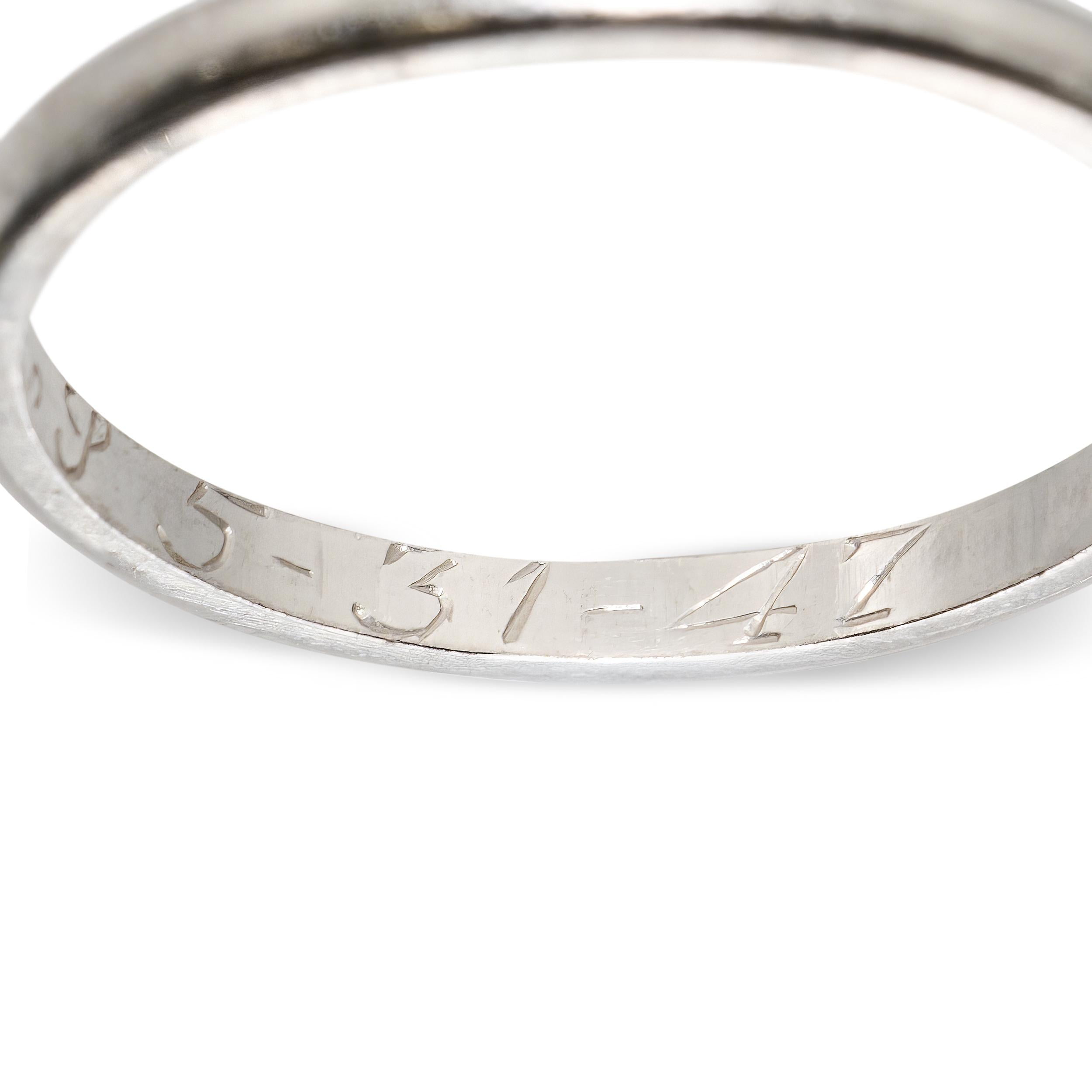 Vintage Platinum Plain Thin Wedding Band Ring