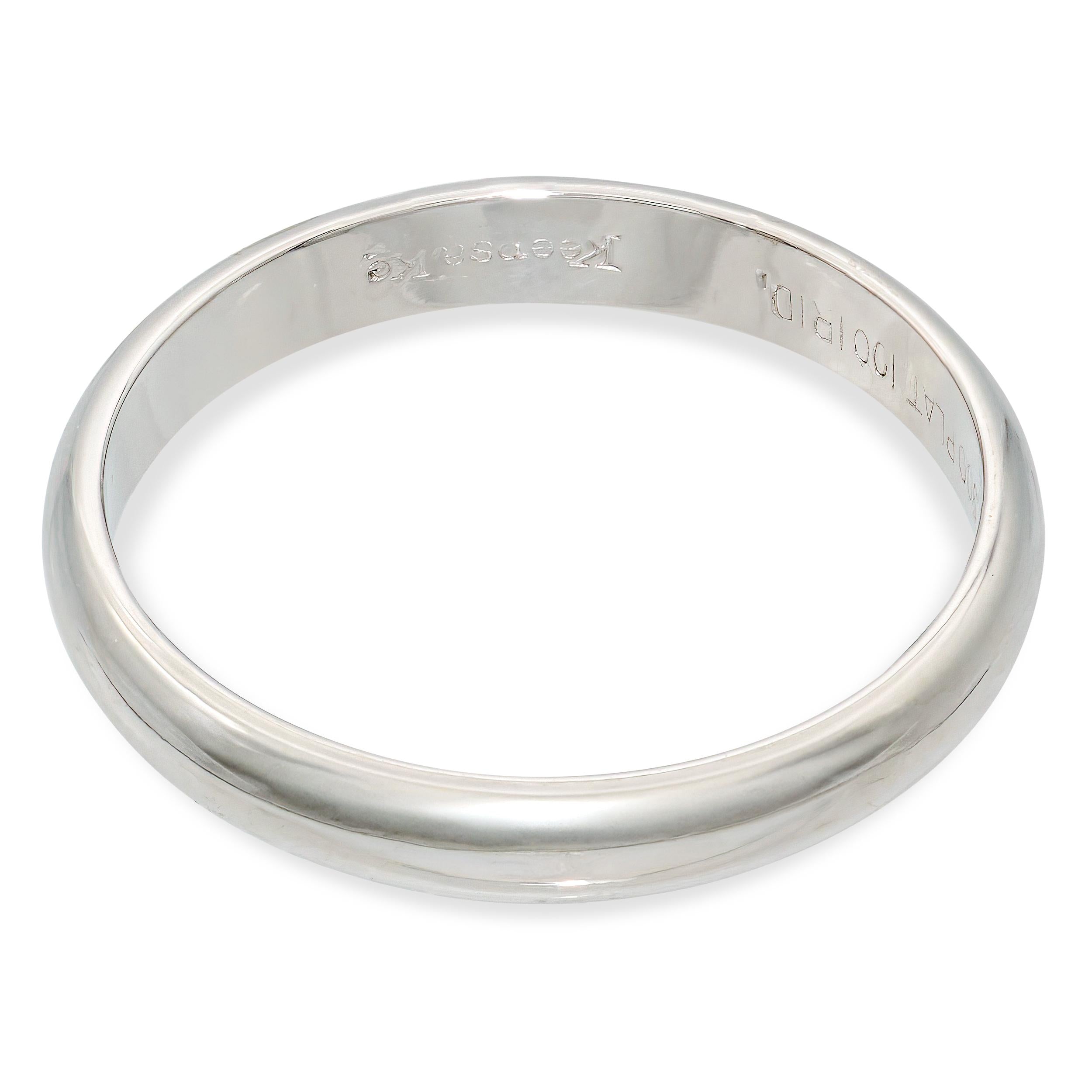Vintage Platinum Plain Domed 3mm Wedding Band Ring