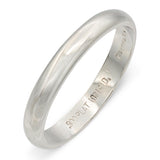 Vintage Platinum Plain Domed 3mm Wedding Band Ring