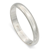 Vintage Platinum Plain Domed 3mm Wedding Band Ring