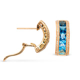 Bellarri 14k Rose Gold Blue Topaz and Diamond Ombre Convertible Earrings