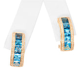 Bellarri 14k Rose Gold Blue Topaz and Diamond Ombre Convertible Earrings