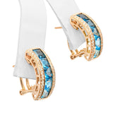 Bellarri 14k Rose Gold Blue Topaz and Diamond Ombre Convertible Earrings