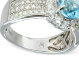 14k White Gold Aquamarine and Diamond Halo Cocktail Ring