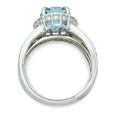 14k White Gold Aquamarine and Diamond Halo Cocktail Ring