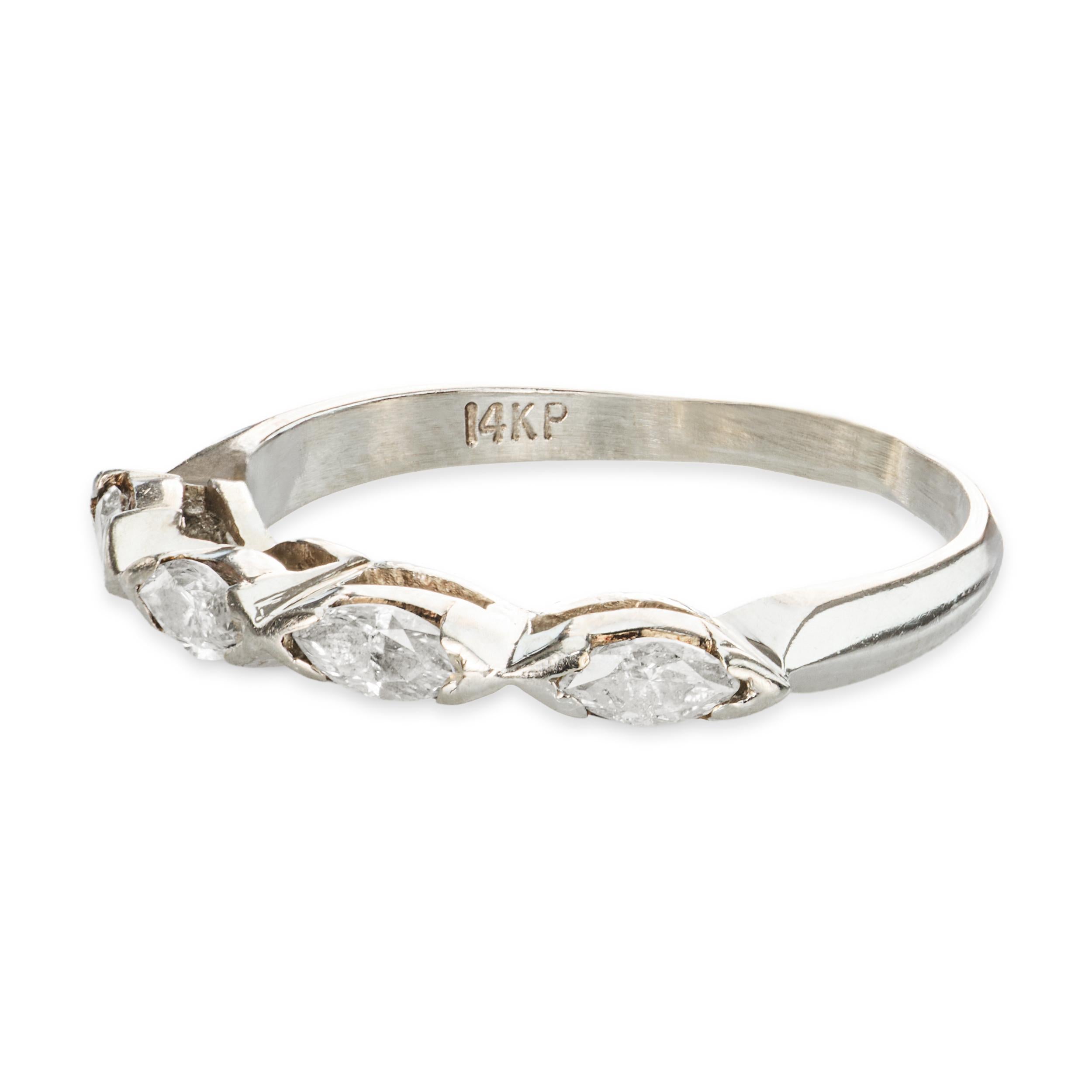 14k White Gold .36ctw Marquis Diamond East to West Wedding Band