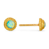 Vintage 24 Karat Yellow Gold Opal Cabochon Stud Earrings
