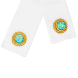 Vintage 24 Karat Yellow Gold Opal Cabochon Stud Earrings