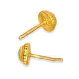 Vintage 24 Karat Yellow Gold Opal Cabochon Stud Earrings
