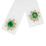 Vintage 14k Yellow Gold Emerald and Diamond Halo Stud Earrings
