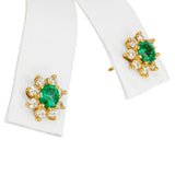 Vintage 14k Yellow Gold Emerald and Diamond Halo Stud Earrings