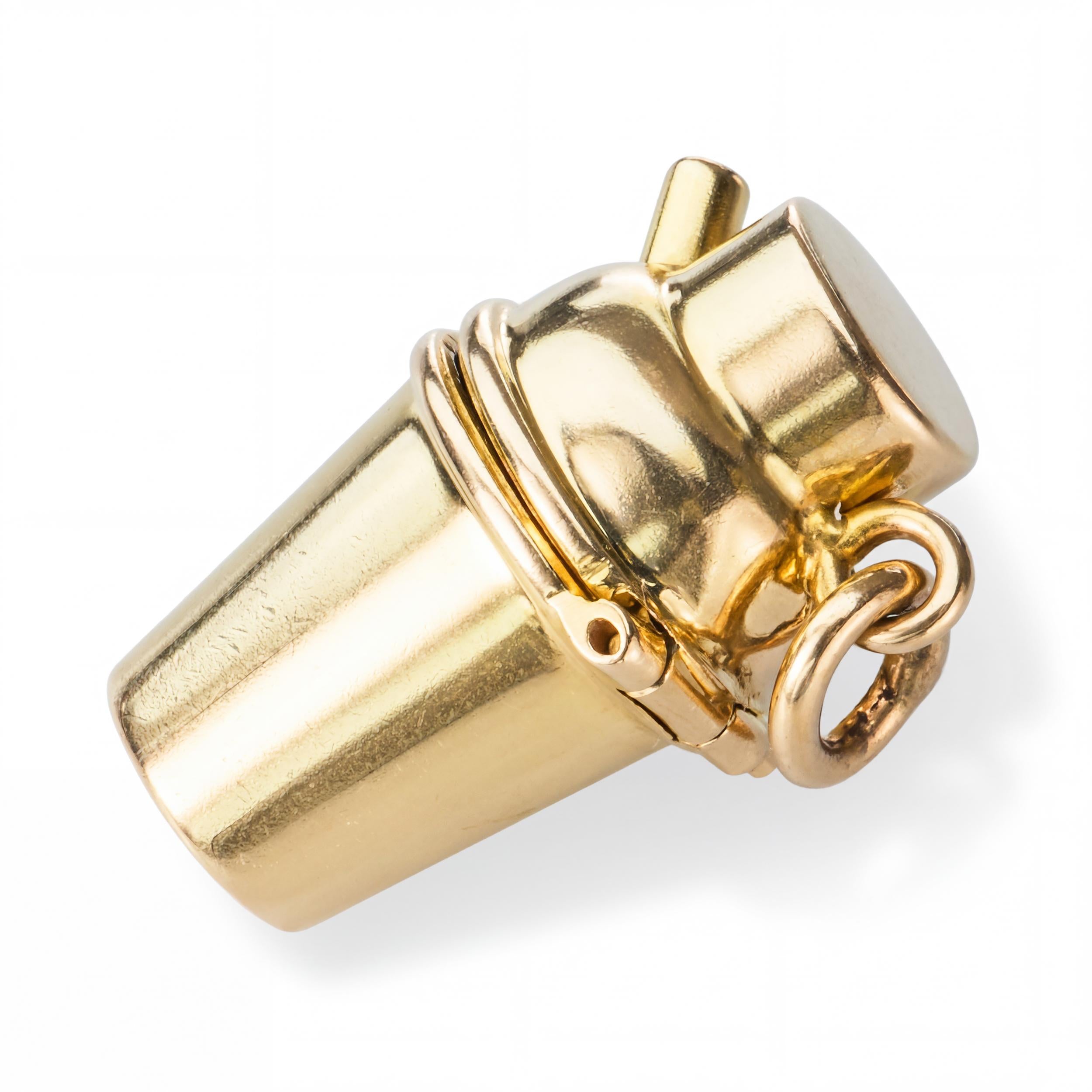 Vintage 14k Yellow Gold En Tremblant Shaker Cup with Devil Inside Charm