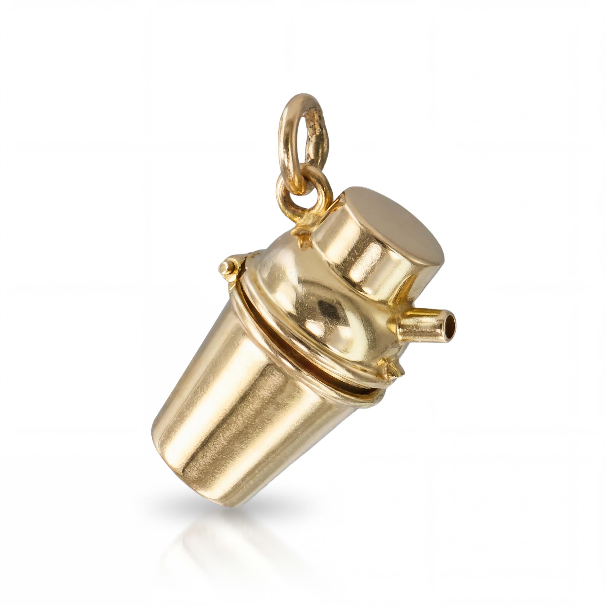 Vintage 14k Yellow Gold En Tremblant Shaker Cup with Devil Inside Charm