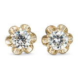 Vintage 14k White Gold Diamond 1.1ctw Buttercup Style Stud Earrings
