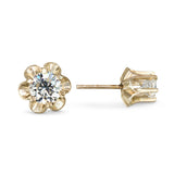 Vintage 14k White Gold Diamond 1.1ctw Buttercup Style Stud Earrings