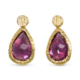 Vintage 17k Yellow Gold Rhodolite Garnet Drop Earrings