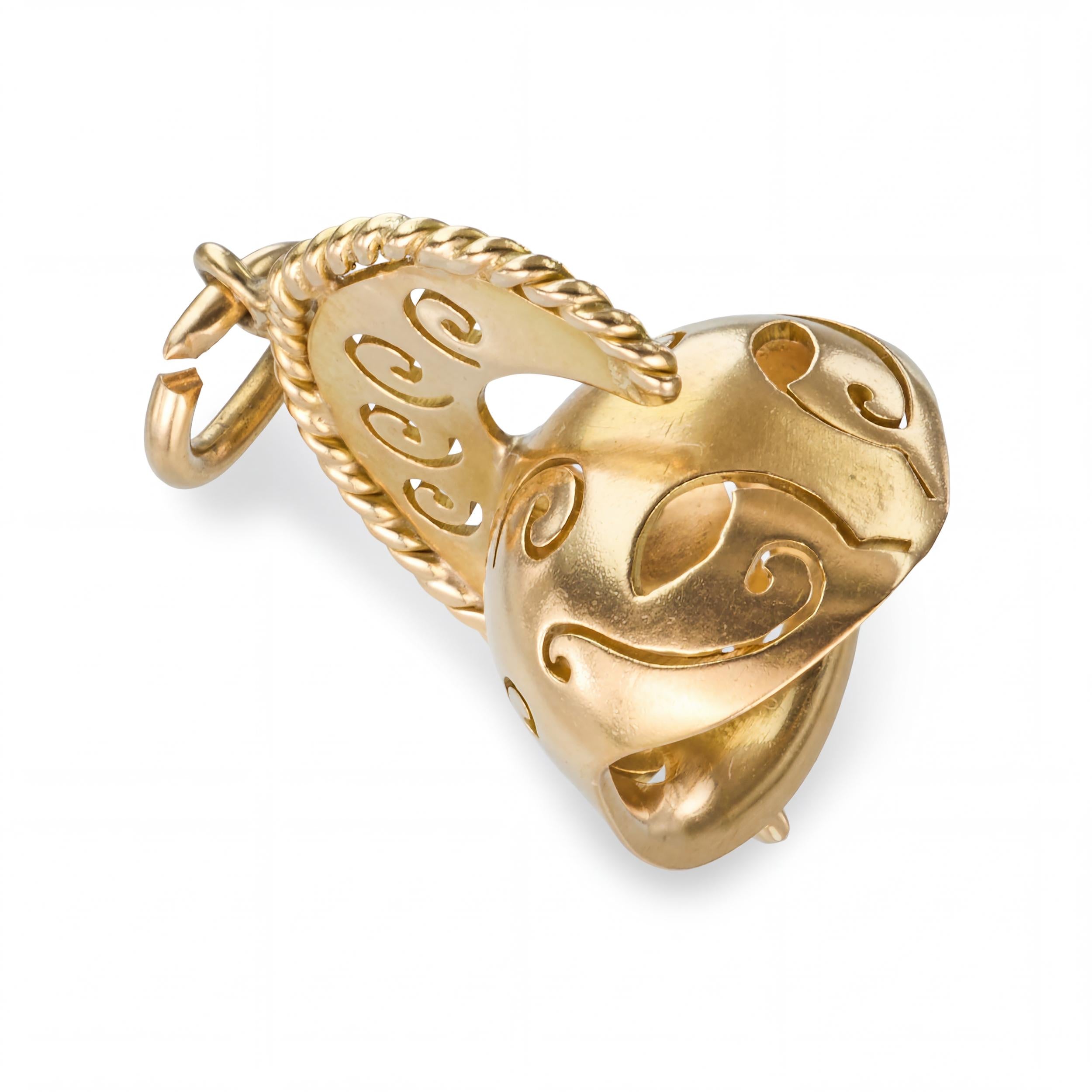 18k Yellow Gold Spartan Goddess Athena Helmet Charm Pendant