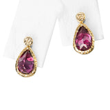 Vintage 17k Yellow Gold Rhodolite Garnet Drop Earrings