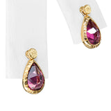 Vintage 17k Yellow Gold Rhodolite Garnet Drop Earrings