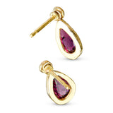 Vintage 17k Yellow Gold Rhodolite Garnet Drop Earrings
