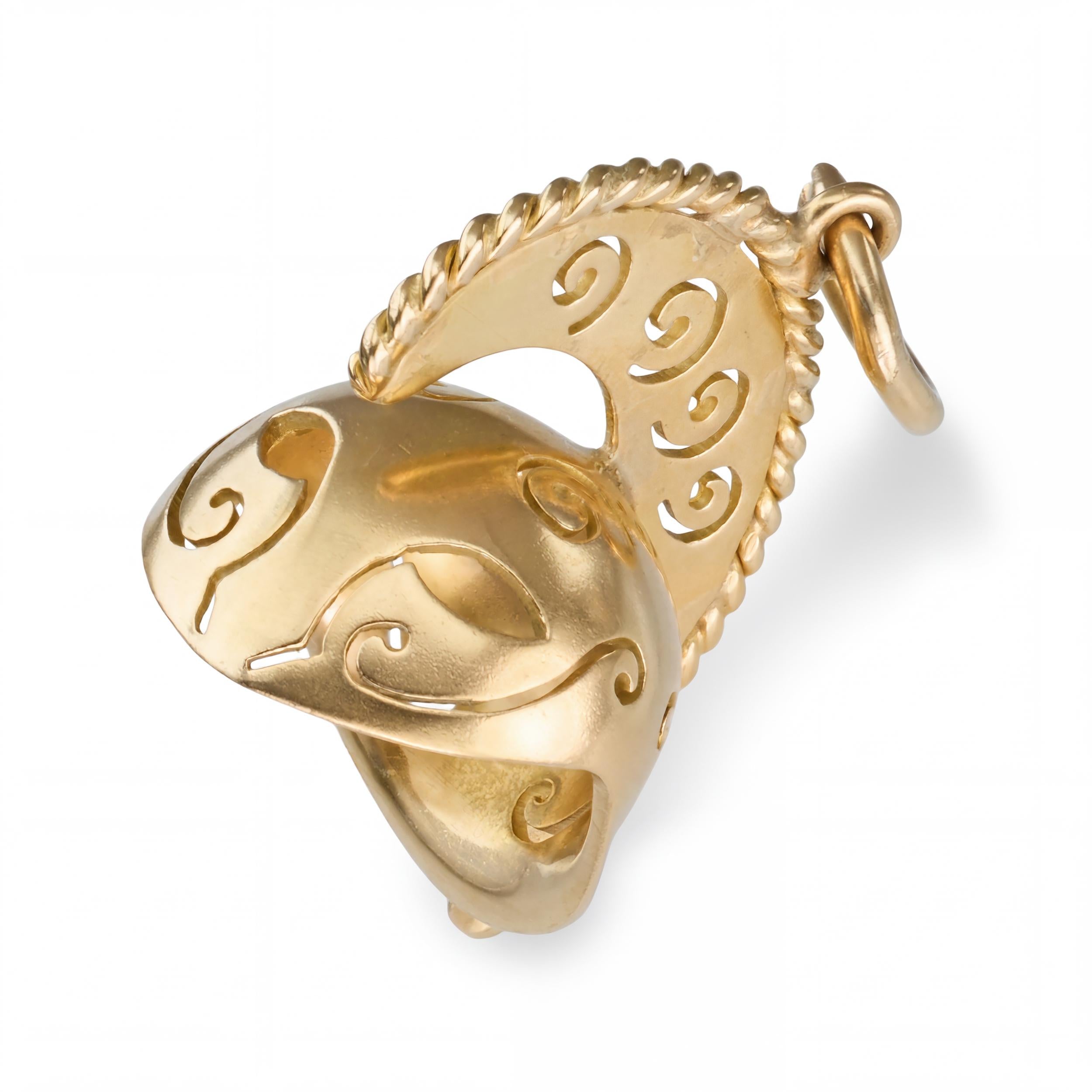 18k Yellow Gold Spartan Goddess Athena Helmet Charm Pendant