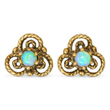Vintage Yellow Gold Opal Stud Earrings