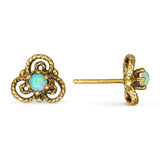 Vintage Yellow Gold Opal Stud Earrings