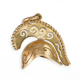 18k Yellow Gold Spartan Goddess Athena Helmet Charm Pendant
