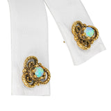 Vintage Yellow Gold Opal Stud Earrings