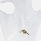 Vintage 14k Yellow Gold Mother of Pearl Handle Revolver Pistol Charm