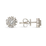 18k White Gold Diamond Halo Pendant and Stud Earrings Set