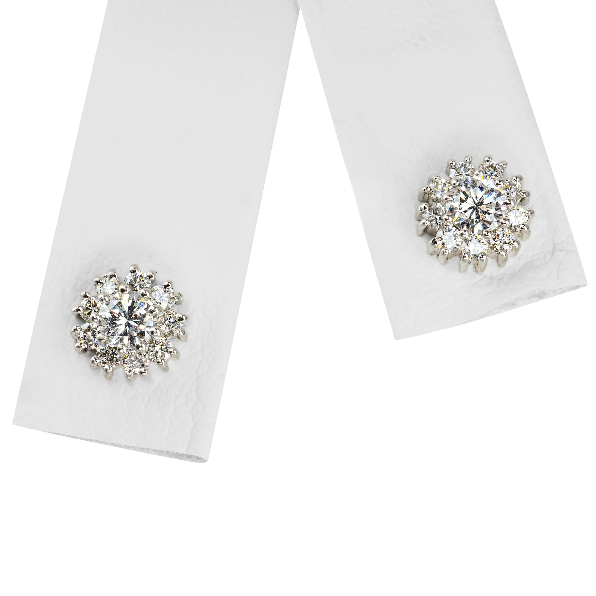 18k White Gold Diamond Halo Pendant and Stud Earrings Set