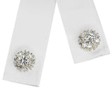 18k White Gold Diamond Halo Pendant and Stud Earrings Set