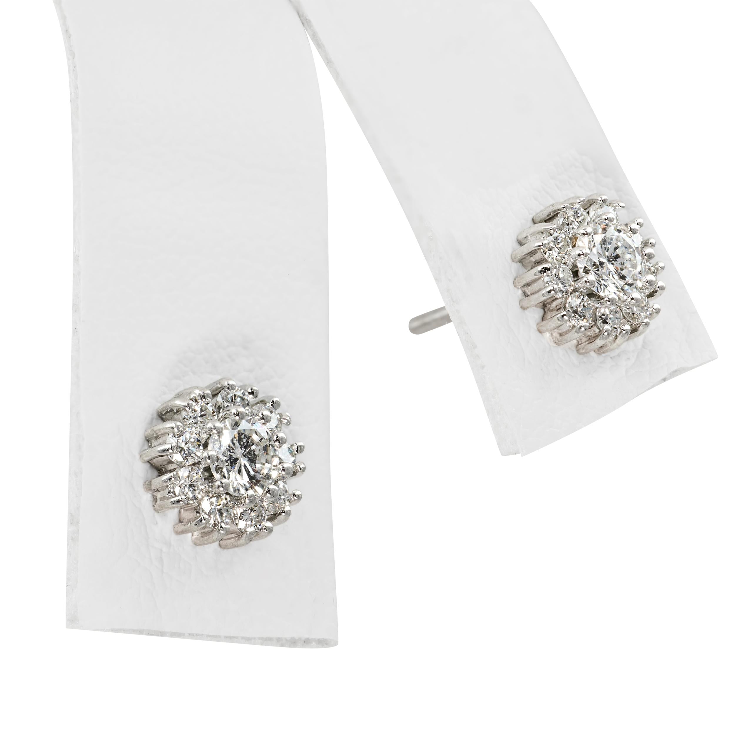 18k White Gold Diamond Halo Pendant and Stud Earrings Set