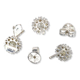 18k White Gold Diamond Halo Pendant and Stud Earrings Set