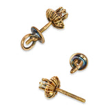 Antique Victorian 12k Rose Gold Old European Cut Diamond Buttercup Stud Earrings
