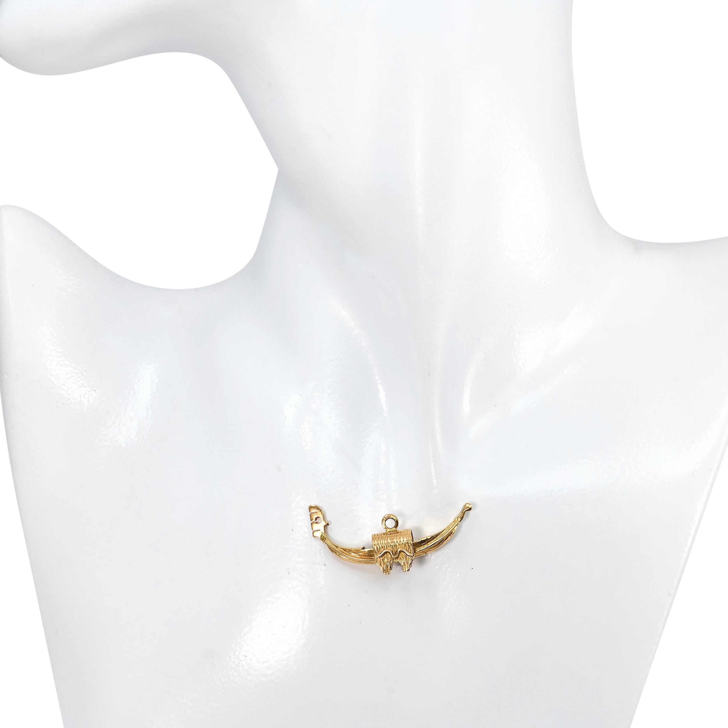 Vintage 14k Yellow Gold Asian Dragon Boat Charm Pendant