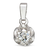Vintage 14k White Gold Diamond Solitaire Buttercup Pendant