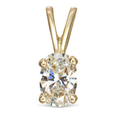 Vintage 14k Yellow Gold Oval Cut Diamond Solitaire Pendant
