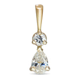 Vintage 14k Yellow Gold Diamond Pear and Round Cut Two Stone Pendant