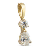 Vintage 14k Yellow Gold Diamond Pear and Round Cut Two Stone Pendant