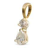 Vintage 14k Yellow Gold Diamond Pear and Round Cut Two Stone Pendant