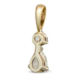 Vintage 14k Yellow Gold Diamond Pear and Round Cut Two Stone Pendant