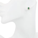 Vintage Two Tone 10k Gold Emerald and Diamond Halo Stud Earrings