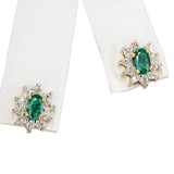 Vintage Two Tone 10k Gold Emerald and Diamond Halo Stud Earrings